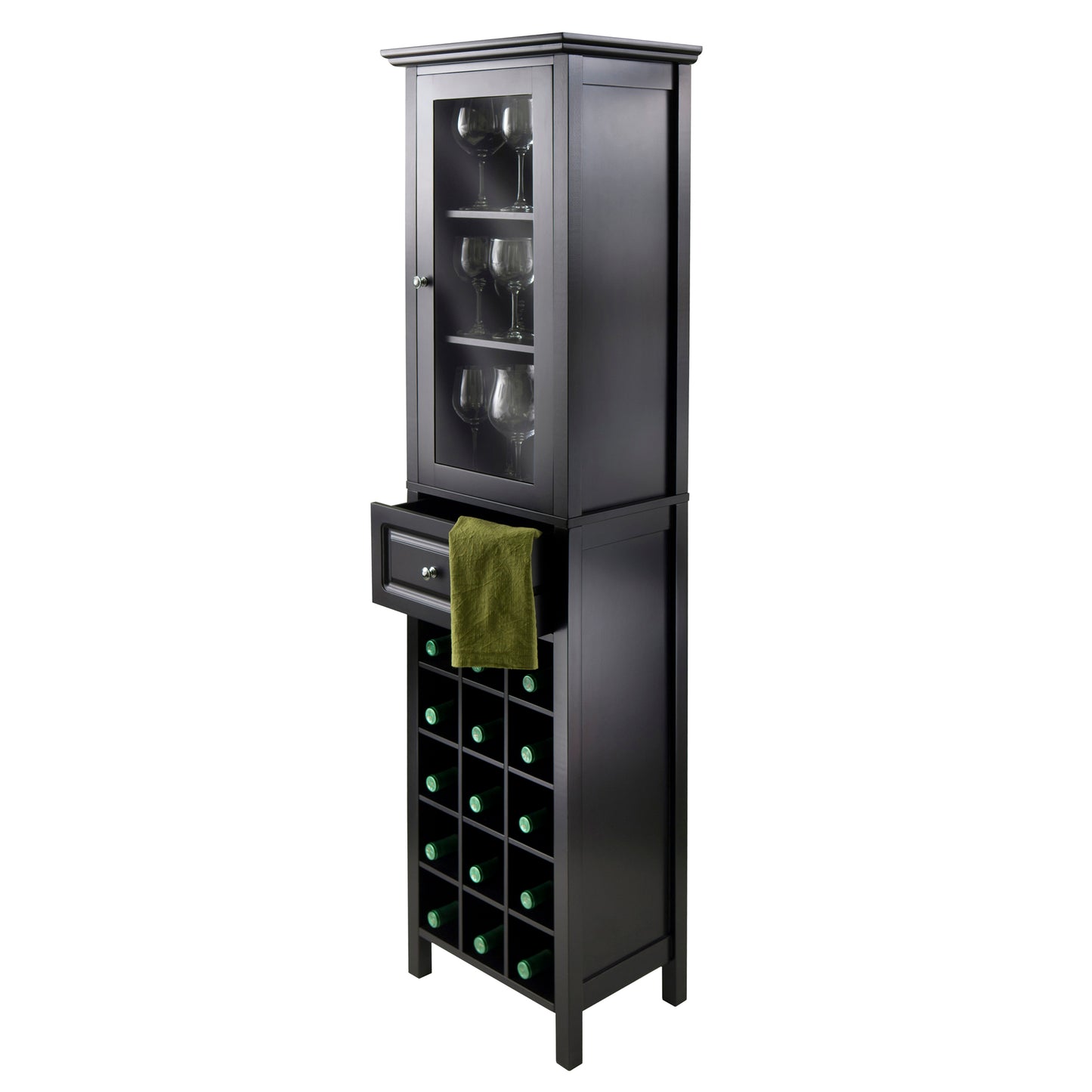 Burgundy Wine Display Tower, Black