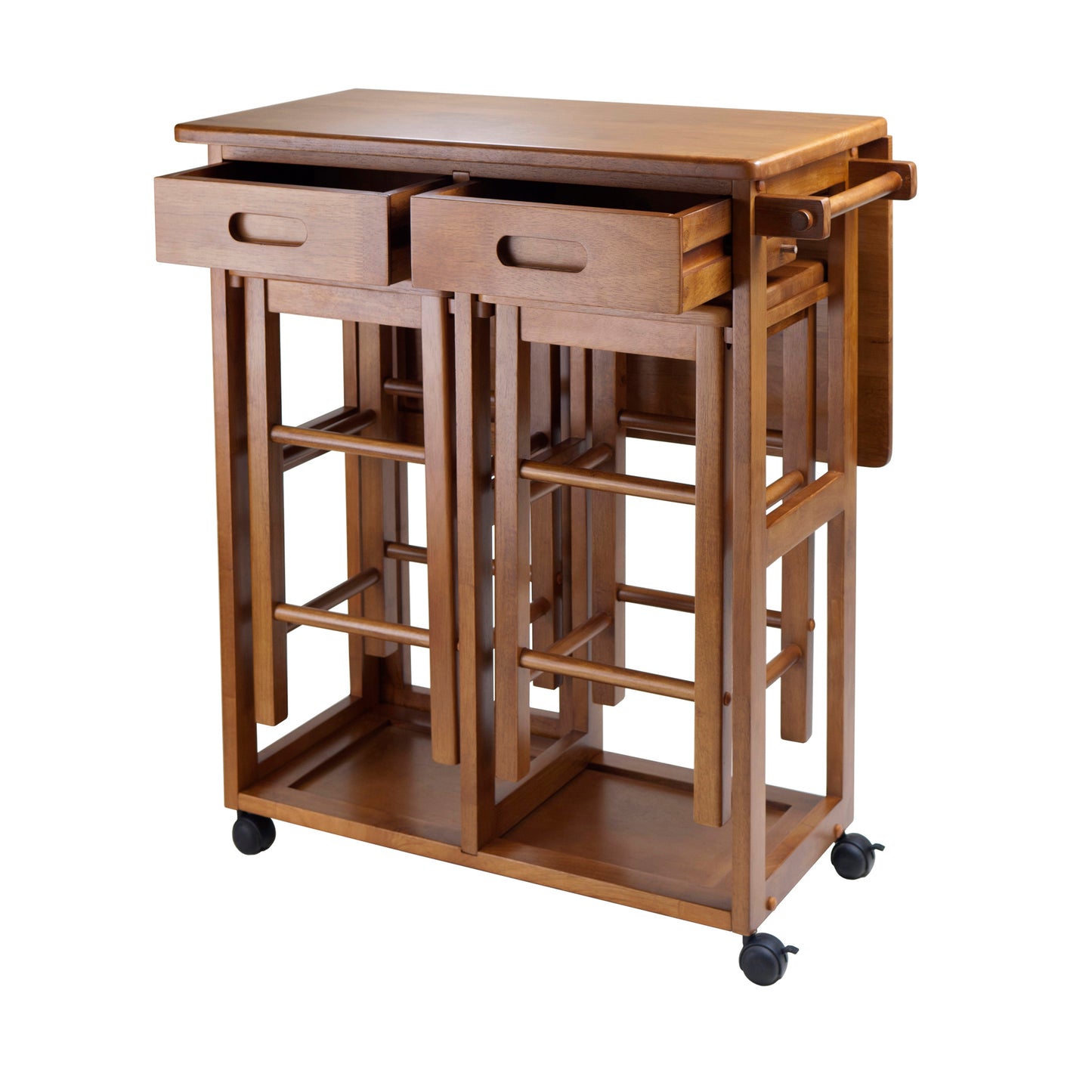 Suzanne 3-Pc Space Saver with Tuck-away Stools, Teak