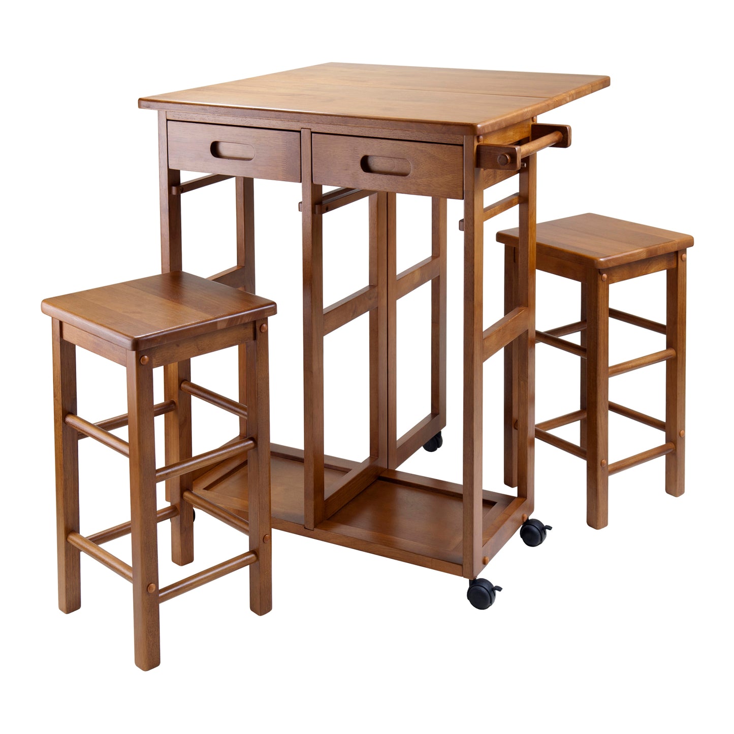 Suzanne 3-Pc Space Saver with Tuck-away Stools, Teak