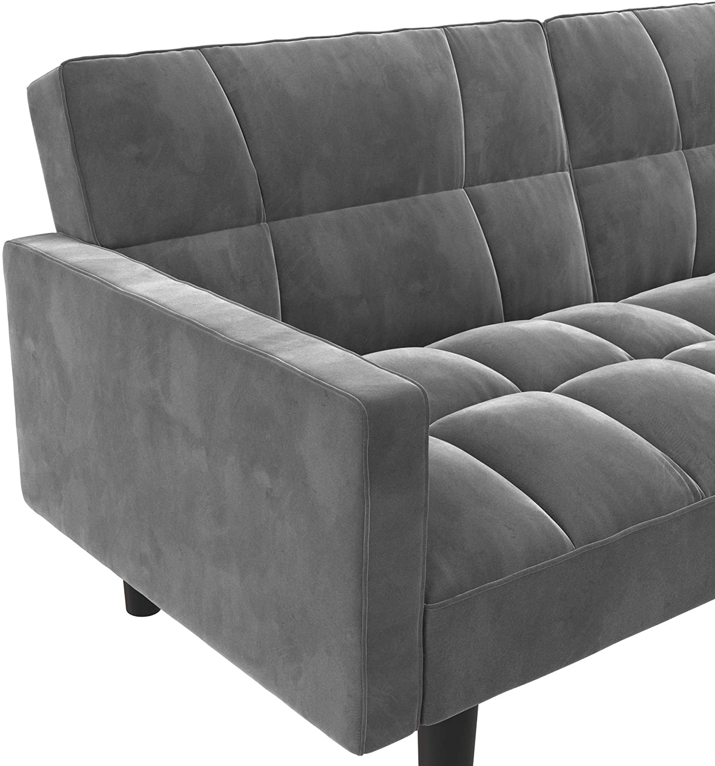 Hayden Convertible Sofa Sleeper Futon with Arms - Grey Microfiber