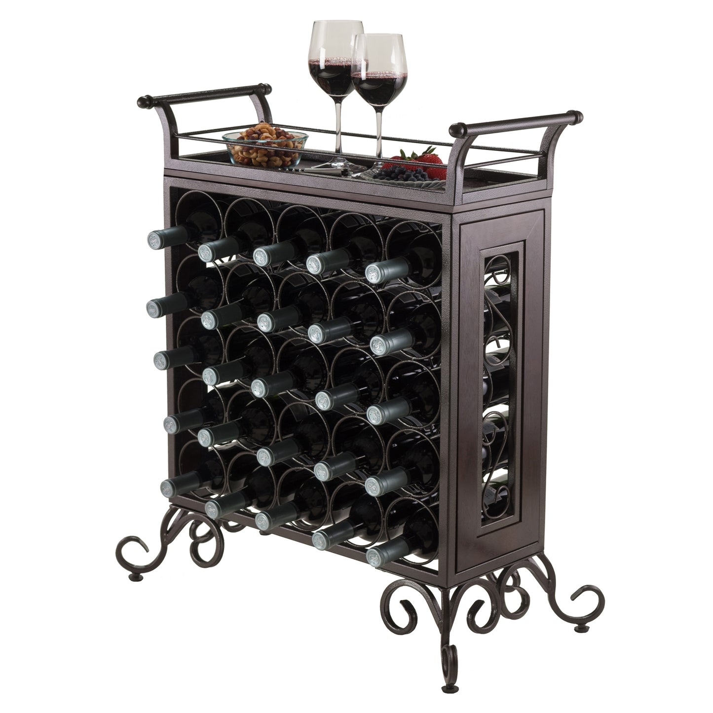 Silvano 25-Bottle Wine Rack, Removable Tray, Antique Bronze