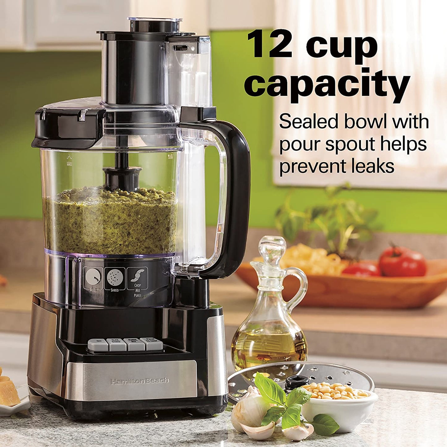 Hamilton Beach 12-Cup Stack & Snap Food Processor & Vegetable Chopper, Black (70725A)