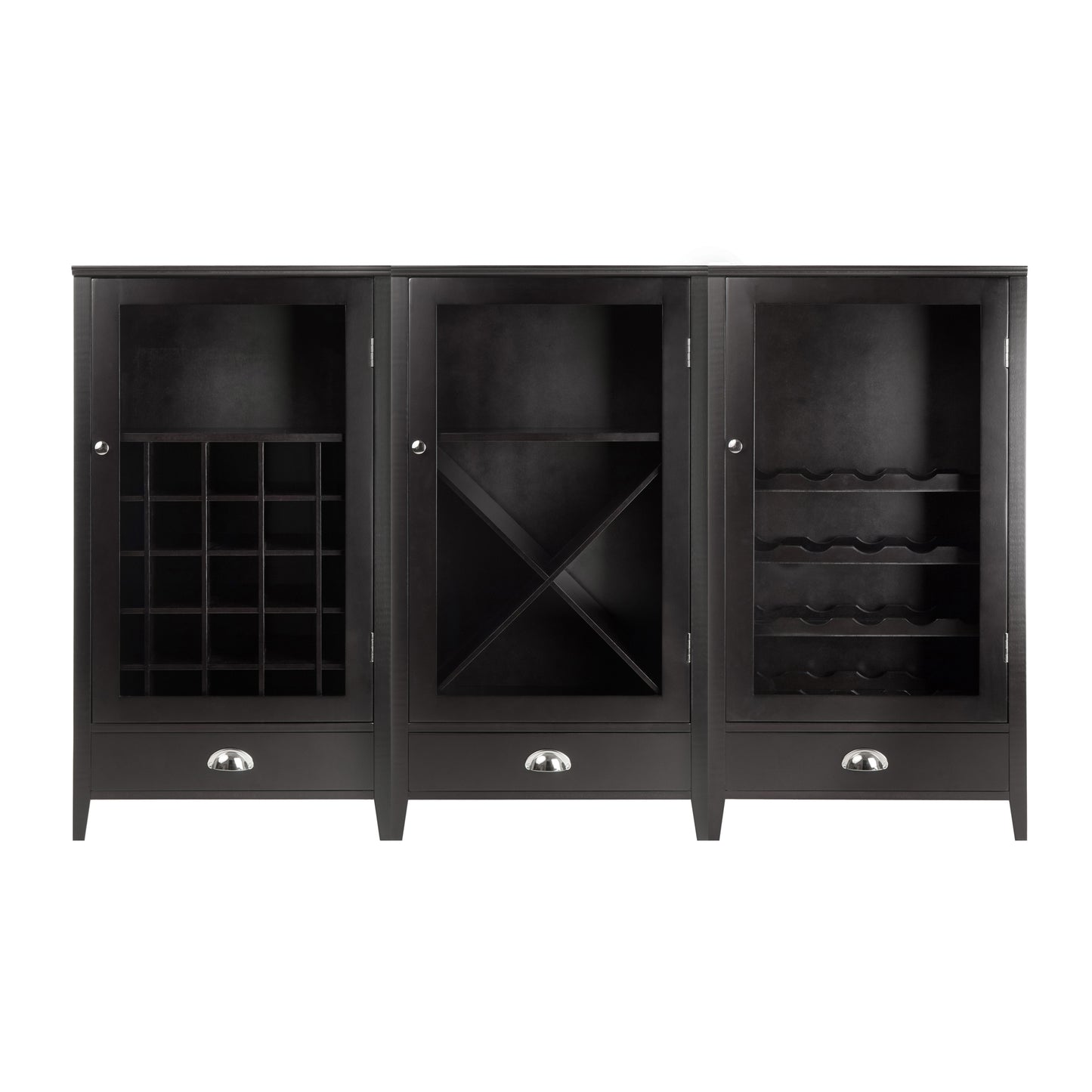 Bordeaux 3-Pc Modular Wine Cabinet Set, Espresso