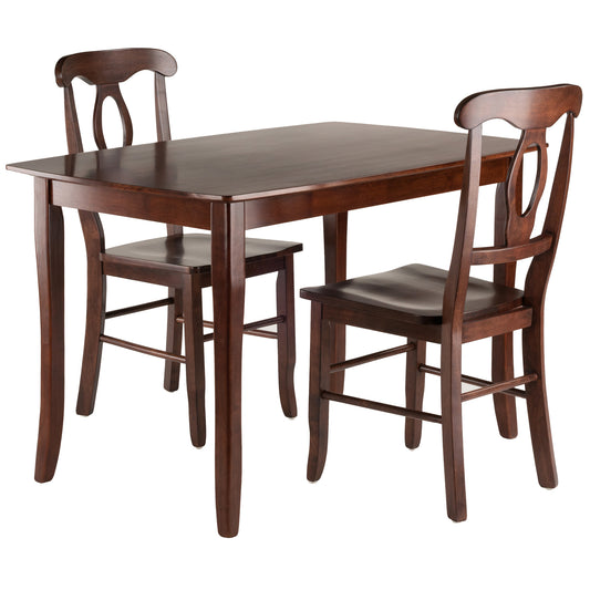 Inglewood 3-Pc Dining Table with Key Hole Chairs, Walnut