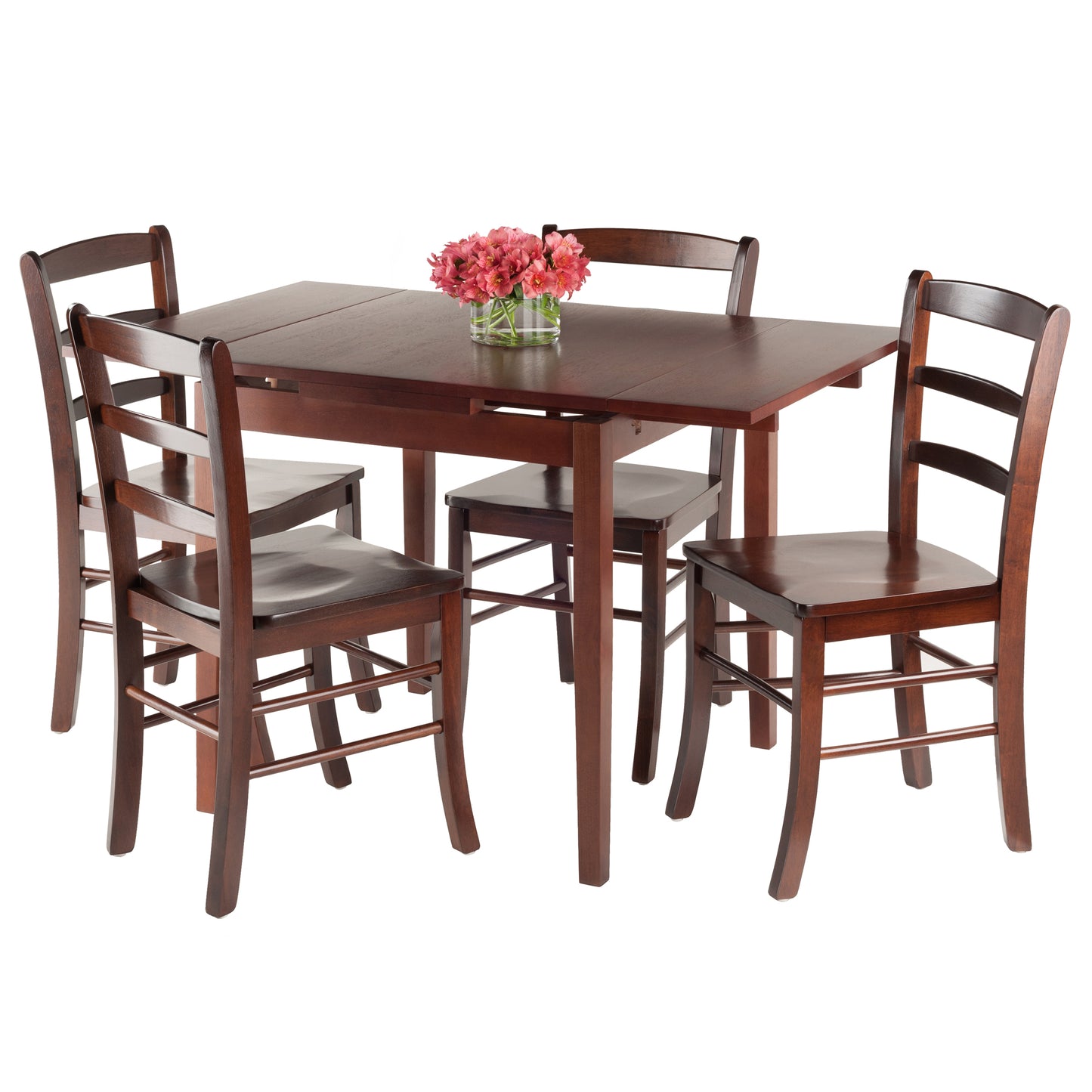 Pulman 5-Pc Extendable Table with Ladder-back Chairs, Walnut