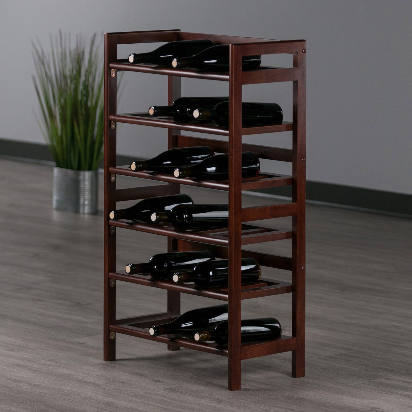 Silvi 30-Bottle Wine Rack, Walnut