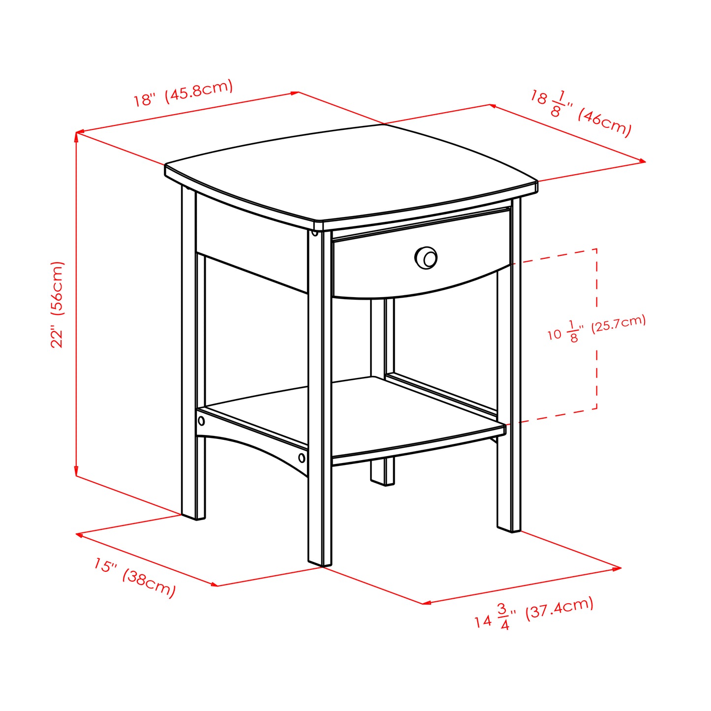 Claire Curved Accent Table, Nightstand, Walnut