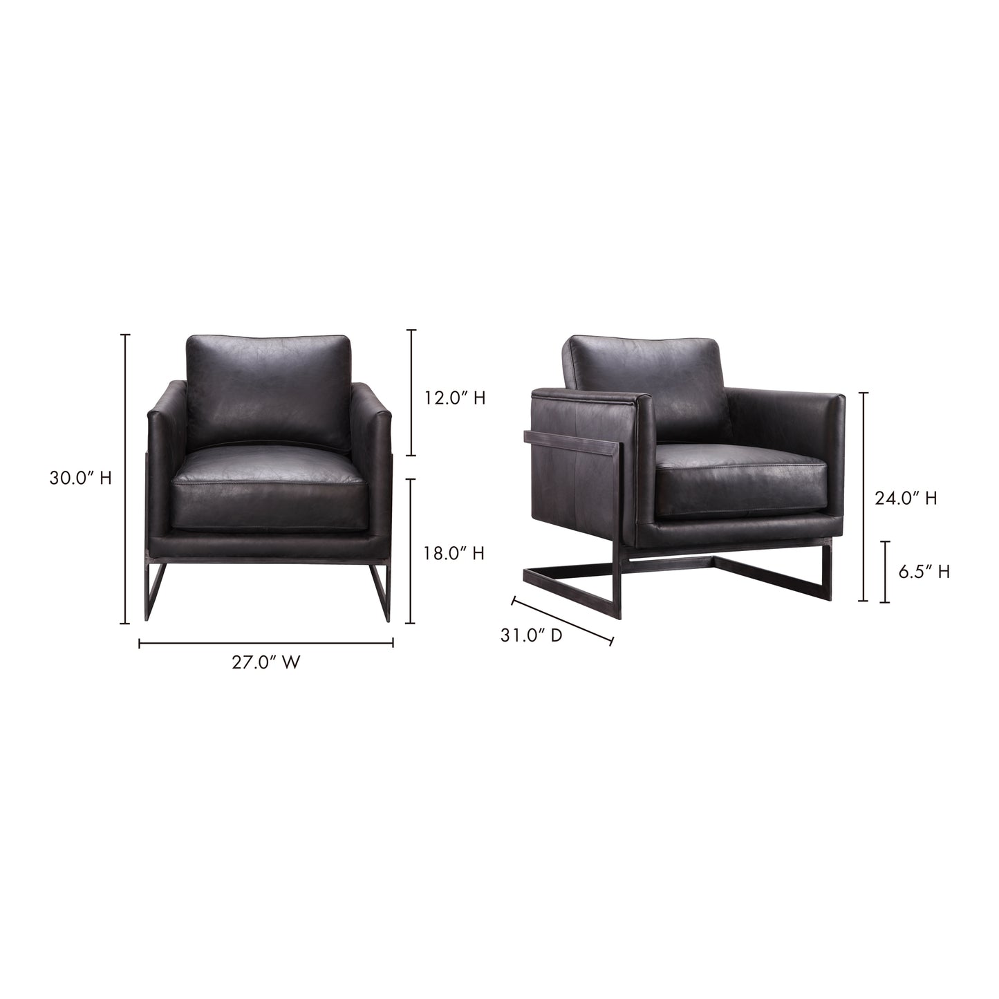 Luxley Club Chair Onyx Black Leather